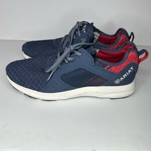 Ariat Men’s Fuse Team Navy Blue/Red/White Mesh Athletic Training Shoes Size 7D